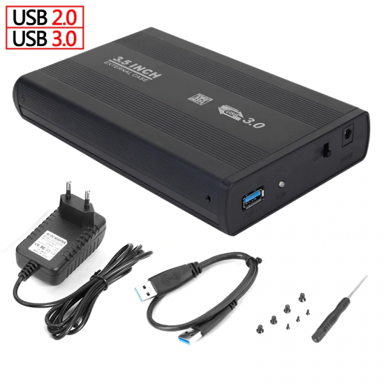 EXTERNAL 2000 GB 2TB HARD DRIVE 3.5 INCH USB 3.0 SATA CASE FOR LAPTOP PC MAC