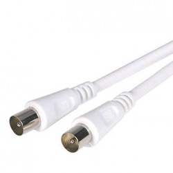 COAXIAL PLUG TO COAXIAL PLUG FLY LEAD CABLE TV AERIAL DIGITAL PLUG RF COAX WHITE 1M