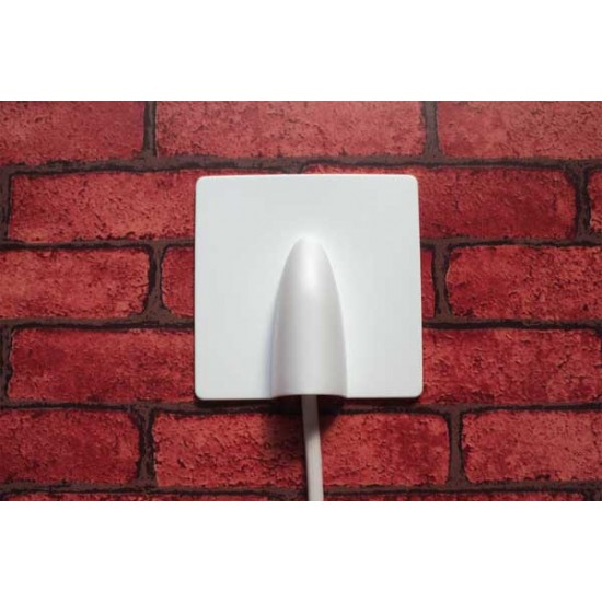 WHITE BRICK BUSTER PLATE WALL ENTRY TIDY HOLE CABLE LEAD COVER SATELLITE COAXIAL