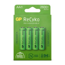 GP Greencell Recyko AA Rechargeable Batteries 2600mAh 4 pack