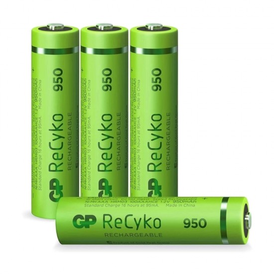 GP Greencell Recyko AAA Rechargeable Batteries 950mAh 4 pack from satcity.ie Limerick Ireland GP Greencell Recyko AAA Rechargeable Batteries 950mAh 4 pack