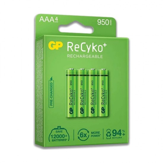GP Greencell Recyko AAA Rechargeable Batteries 950mAh 4 pack from satcity.ie Limerick Ireland GP Greencell Recyko AAA Rechargeable Batteries 950mAh 4 pack