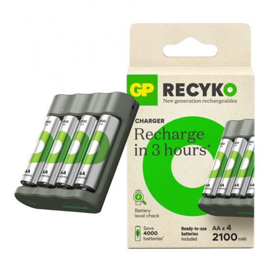 GP Greencell Recyko B441 USB Charger 4 x AA Rechargeable Batteries from satcity.ie Limerick Ireland GP Greencell Recyko B441 USB Charger 4 x AA Rechargeable Batteries
