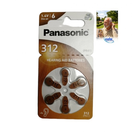 Panasonic PR-312 Hearing Aid Batteries - 6 Pack from satcity.ie Limerick Ireland Panasonic PR-312 Hearing Aid Batteries - 6 Pack