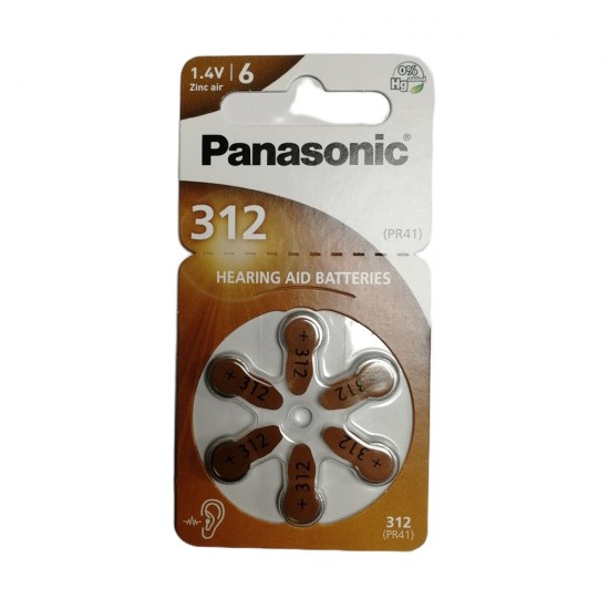 Panasonic PR-312 Hearing Aid Batteries - 6 Pack from satcity.ie Limerick Ireland Panasonic PR-312 Hearing Aid Batteries - 6 Pack