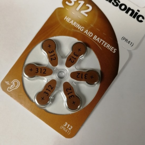 Panasonic PR-312 Hearing Aid Batteries - 6 Pack from satcity.ie Limerick Ireland Panasonic PR-312 Hearing Aid Batteries - 6 Pack