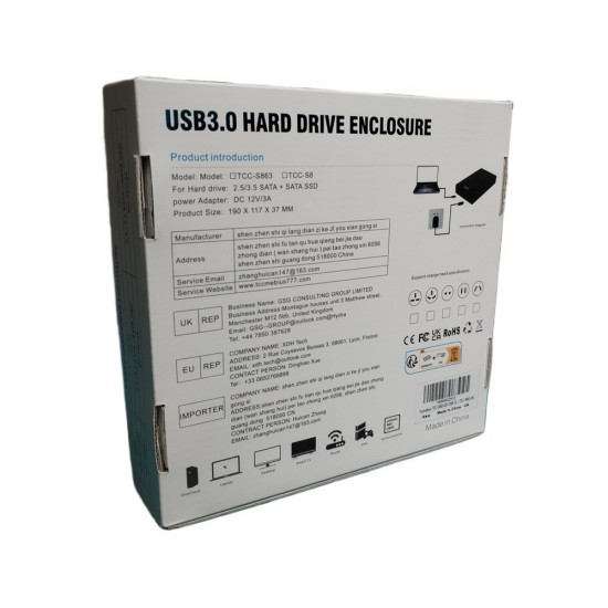 EXTERNAL 1000 GB 1TB HARD DRIVE 3.5 INCH USB 3.0 SATA CASE FOR LAPTOP PC MAC