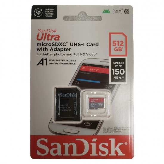 512GB SANDISK ULTRA MICRO SD UHS-I MEMORY CARD A1 CLASS 10 SDHC SDXC ADAPTER