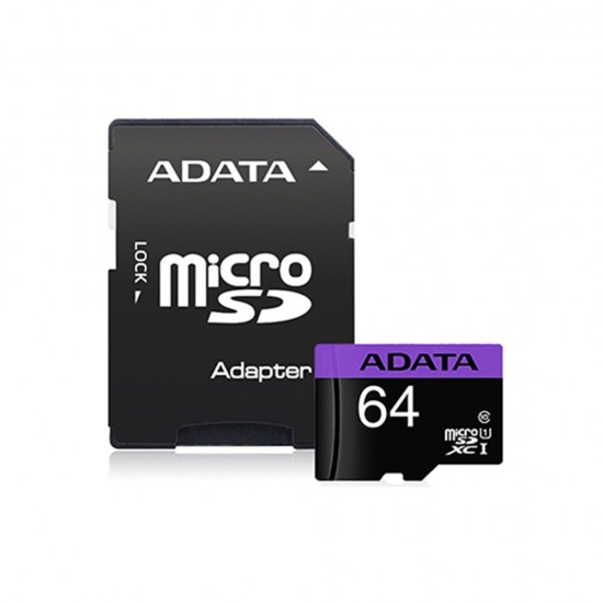 64GB ADATA TURBO MICROSDHC UHS-1 CL10 MEMORY CARD W/ SD ADAPTER Ultra High Speed