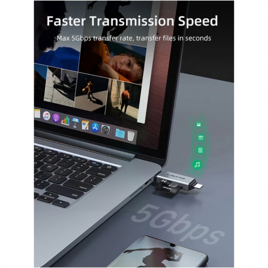 Cabletime USB-A & USB-C USB3.0 SD & MicroSD Card Reader