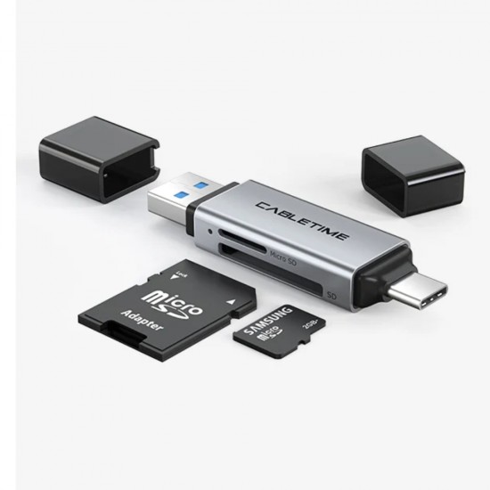 Cabletime USB-A & USB-C USB3.0 SD & MicroSD Card Reader