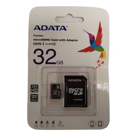 32GB ADATA TURBO MICROSDHC UHS-1 CL10 MEMORY CARD W/ SD ADAPTER Ultra High Speed