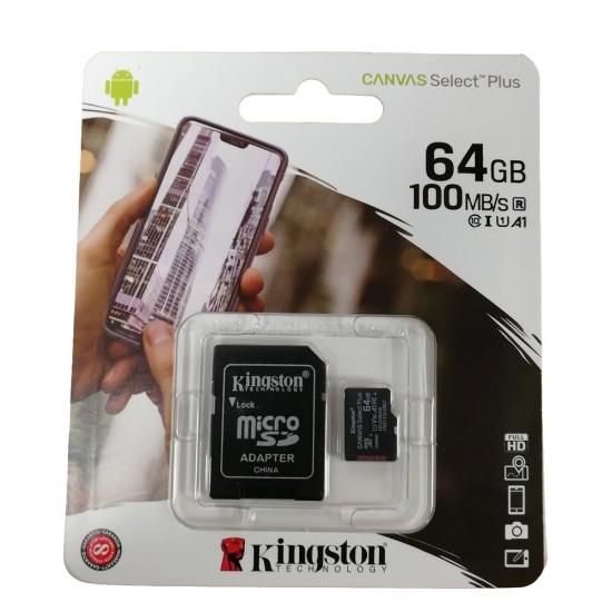 Kingston 64GB MicroSD Memory Card Class 10 select plus