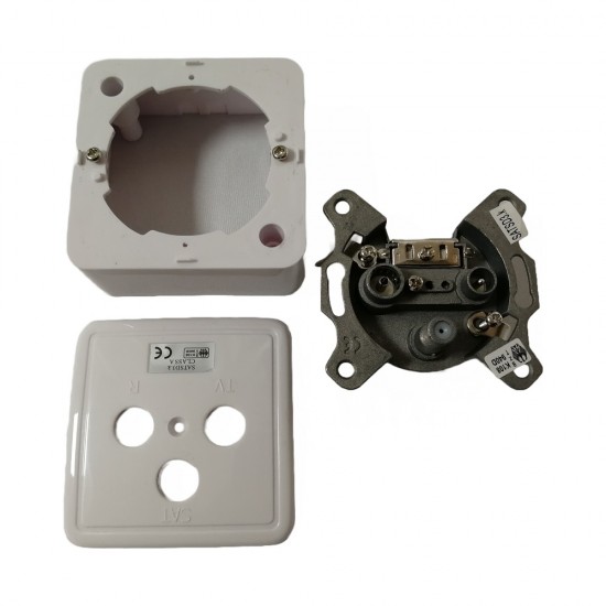 TV RADIO AERIAL SATELLITE FACE WALL PLATE BOX COAXIAL SOCKET SURFACE MOUNTED 