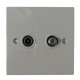 WALL PLATE TV/SAT DIPLEXED WHITE MODULE TYPE  FACE WALL PLATE SOCKET SCREENED