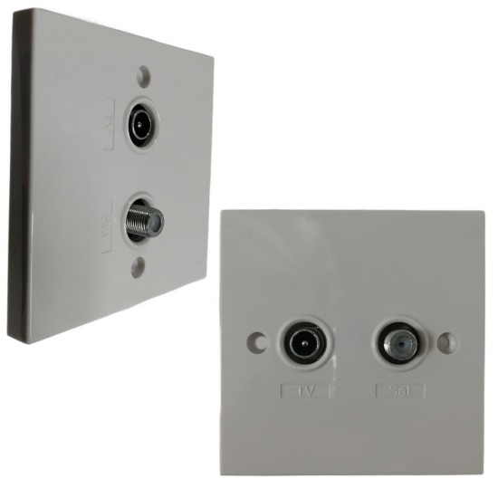 WALL PLATE TV/SAT DIPLEXED WHITE MODULE TYPE  FACE WALL PLATE SOCKET SCREENED
