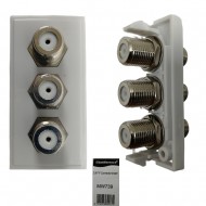 TRIPLE F TO F CONNECTOR MODULE PLATE FACEPLATE CONNECTING SATELLITE COAX CABLES