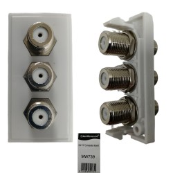 TRIPLE F TO F CONNECTOR MODULE PLATE FACEPLATE CONNECTING SATELLITE COAX CABLES TRIPLE F TO F CONNECTOR MODULE PLATE FACEPLATE CONNECTING SATELLITE COAX CABLES
