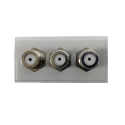 TRIPLE F TO F CONNECTOR MODULE PLATE FACEPLATE CONNECTING SATELLITE COAX CABLES TRIPLE F TO F CONNECTOR MODULE PLATE FACEPLATE CONNECTING SATELLITE COAX CABLES