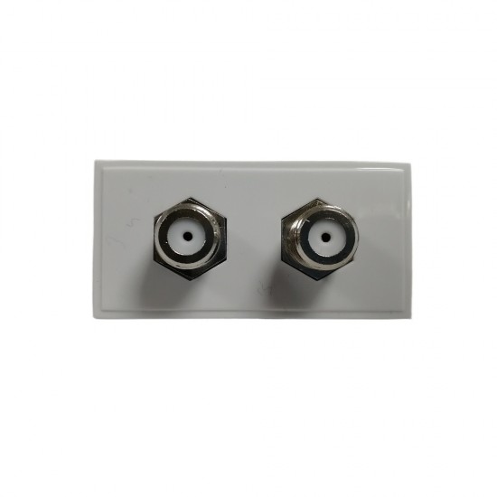 TWIN F TO F CONNECTOR MODULE PLATE FACEPLATE CONNECTING SATELLITE COAX CABLES