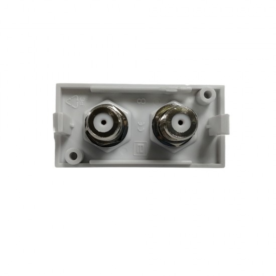 TWIN F TO F CONNECTOR MODULE PLATE FACEPLATE CONNECTING SATELLITE COAX CABLES
