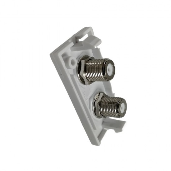 TWIN F TO F CONNECTOR MODULE PLATE FACEPLATE CONNECTING SATELLITE COAX CABLES