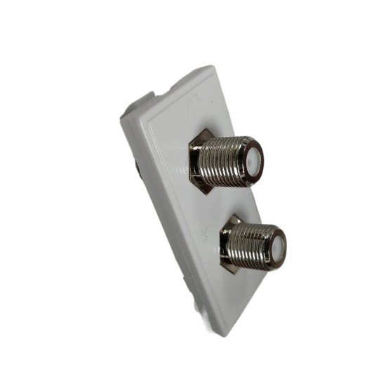 TWIN F TO F CONNECTOR MODULE PLATE FACEPLATE CONNECTING SATELLITE COAX CABLES