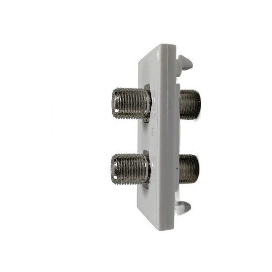 TWIN F TO F CONNECTOR MODULE PLATE FACEPLATE CONNECTING SATELLITE COAX CABLES