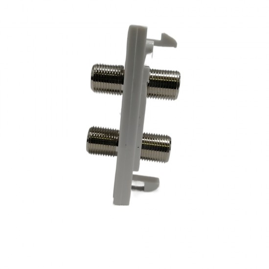 TWIN F TO F CONNECTOR MODULE PLATE FACEPLATE CONNECTING SATELLITE COAX CABLES