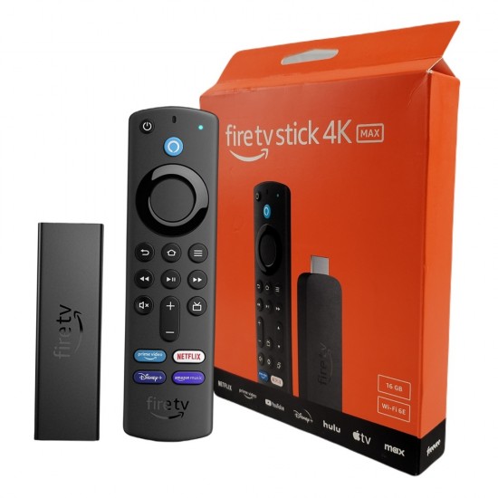 AMAZON Fire Stick TV 4K Max streaming device Wi-Fi 6e 16 GB Alexa Voice Remote 