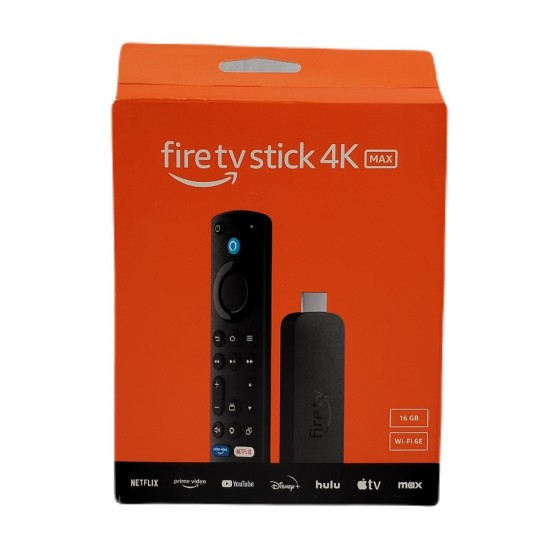 AMAZON Fire Stick TV 4K Max streaming device Wi-Fi 6e 16 GB Alexa Voice Remote 