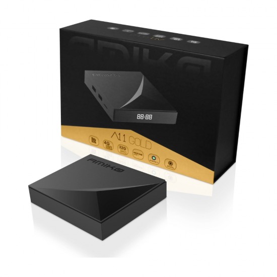 Amiko A11 GOLD OTT 4K Android Digital Media Player Streamer Box Bluetooth Remote