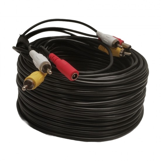 30M AV POWER CCTV CAMERA EXTENSION CABLE PHONO RCA VIDEO DC POWER SPY SECURITY