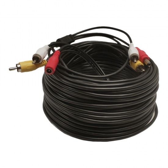30M AV POWER CCTV CAMERA EXTENSION CABLE PHONO RCA VIDEO DC POWER SPY SECURITY