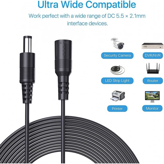 2M DC Power Supply EXTENSION CABLE 5.5 X 2.1MM 5V 9V 12V for CCTV Camera/DVR/PSU from Satcity.ie Ireland Limerick 2M DC Power Supply EXTENSION CABLE 5.5 X 2.1MM 5V 9V 12V for CCTV Camera/DVR/PSU