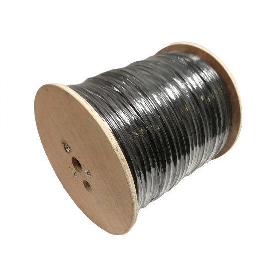 RG59 + 2 CORE POWER CABLE CCTV VIDIO ON A WOODEN DRUM BLACK INSTALLATIONS 200M