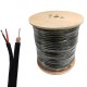 RG59 + 2 CORE POWER CABLE CCTV VIDIO ON A WOODEN DRUM BLACK INSTALLATIONS 200M