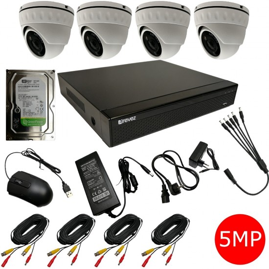 REVEZ 8 CHANNEL CCTV CAMERA SYSTEM 4 X 5MP DVR 1TB HDD OUTDOOR HOME SECURITY KIT from Satcity.ie  Ireland Limerick