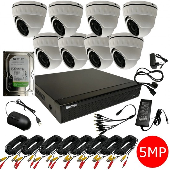 REVEZ 8 CHANNEL CCTV CAMERA SYSTEM 8 X 5MP DVR 1TB HDD OUTDOOR HOME SECURITY KIT from Satcity.ie  Ireland Limerick