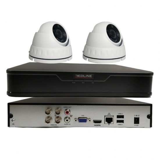 Redline Outdoor Home Security Kit – 4 Channel CCTV System with 2× 2MP Cameras