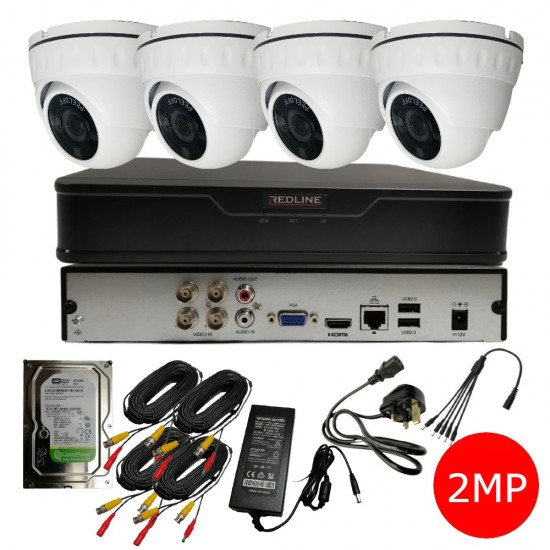 Redline 4 CHANNEL CCTV CAMERA 4 X 2MP DVR 1TB HDD OUTDOOR HOME SECURITY KIT from Satcity.ie  Ireland Limerick