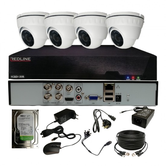Redline Outdoor Home Security Kit – 4 Channel CCTV System with 4× 5MP Cameras