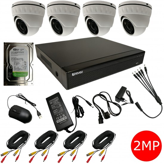REVEZ 4 CHANNEL CCTV CAMERA SYSTEM 4 X 2MP DVR 1TB HDD OUTDOOR HOME SECURITY KIT from Satcity.ie  Ireland Limerick