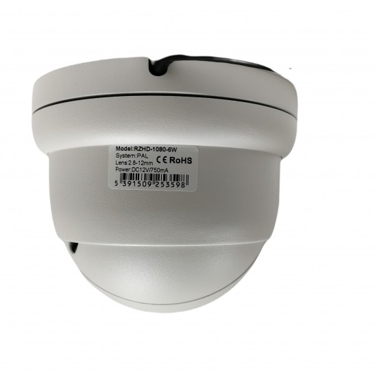Revez AHD Dome Camera 1080p 2.8mm-12mm Varifocal Lens 30m IR 12v DC White