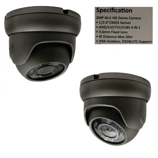 Revez AHD Mini Dome Camera, 1080p, 3.6mm Fixed Lens, 20m IR, 12v DC (RZHD-1080-5B)