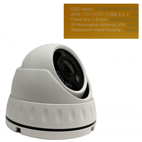 Revez AHD Mini Dome Camera 1080p 3.6mm Fixed Lens 20m IR 12v DC RZHD-1080-5W