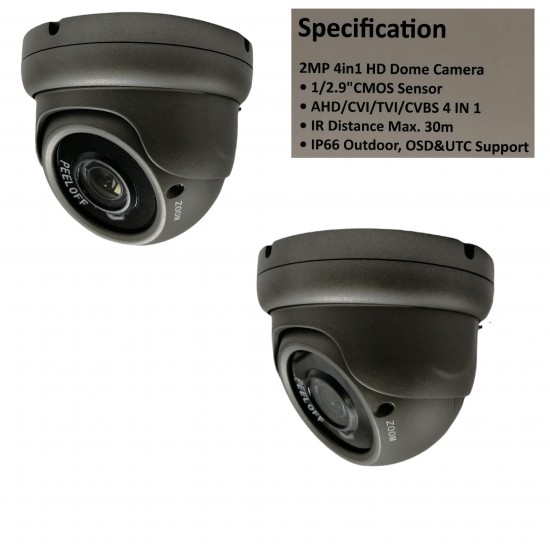 Revez AHD Dome Camera, 1080p, 2.8mm-12mm Varifocal Lens, 30m IR, 12v DC (RZHD-1080-6B) from Satcity.ie Ireland Limerick Revez AHD Dome Camera 1080p 2.8mm-12mm Varifocal Lens 30m IR 12v DC Black