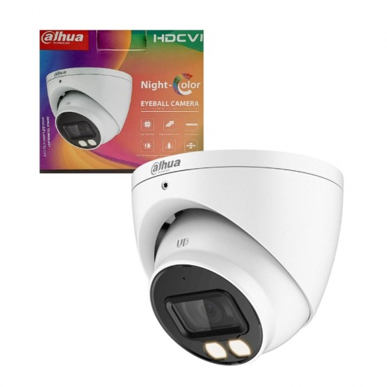 Dahua HDCVI 5MP Full Colour LED Dome Camera 2.8mm 40m LED Built in Mic from Satcity.ie Ireland Limerick Dahua HDCVI 5MP Full Colour LED Dome Camera 2.8mm 40m LED Built in Mic