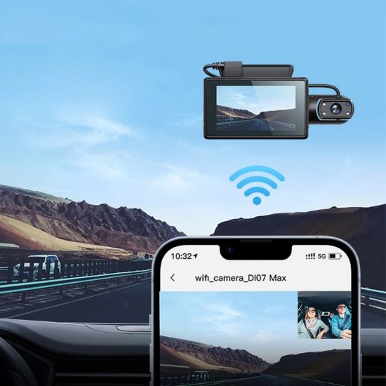 Hoco DI07 Max Dual Camera Driving Recorder Dash Camera (Wifi Version)