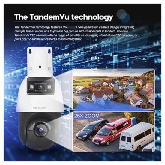 Hikvision IP 4MP Tandemvu PTZ Colorvu Camera 25x Zoom 100m IR 30m White Light